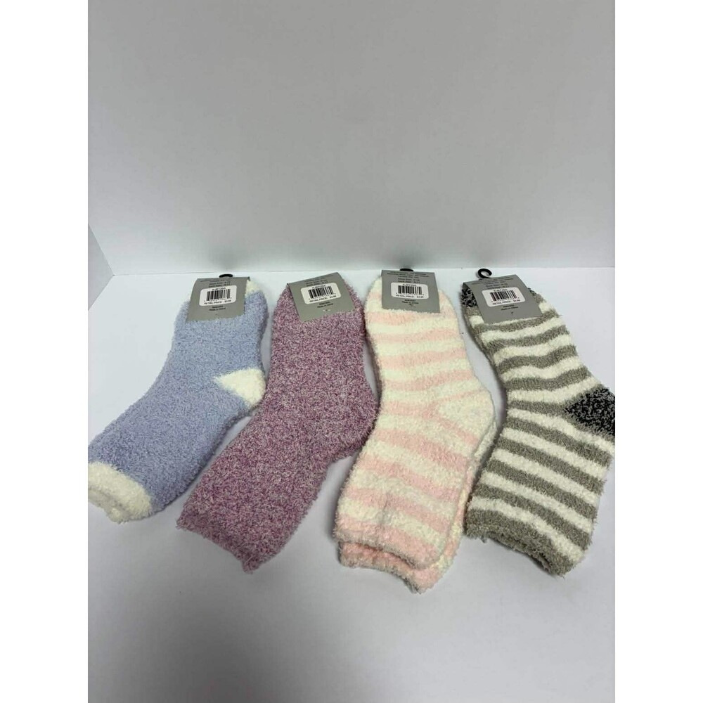 KENNETH JONES Crew Socks Soft Fuzzy Slipper Style Sock Size 9-11 (4 Pair)